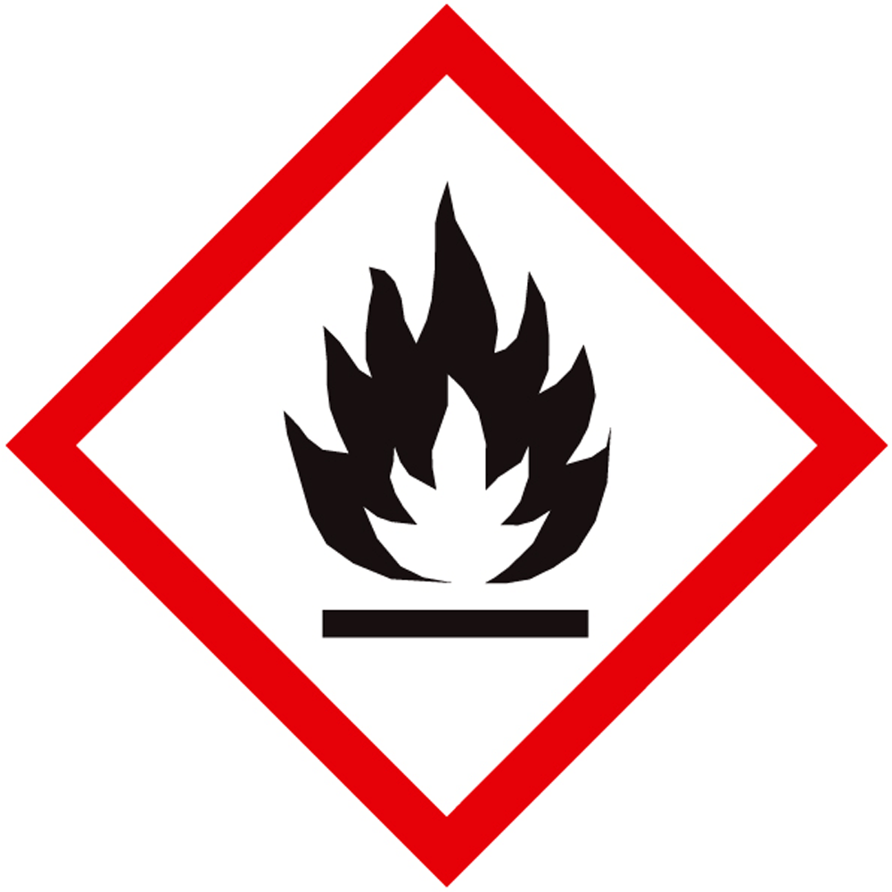 Produkte mit diesem Piktogramm entzünden sich leicht. Besondere Vorsicht mit dem Produkt bei Hitze, Feuer oder in der Nähe von offenen Flammen. Bei falscher Lagerung kann es sich auch selbst entzünden.