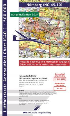 ICAO-Karte, Blatt Nürnberg (Ausgabe 2024), Segelflug 1:500.000 (Papier)