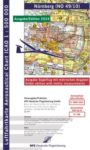 ICAO-Karte, Blatt Nürnberg (Ausgabe 2024), Segelflug 1:500.000 (Papier)