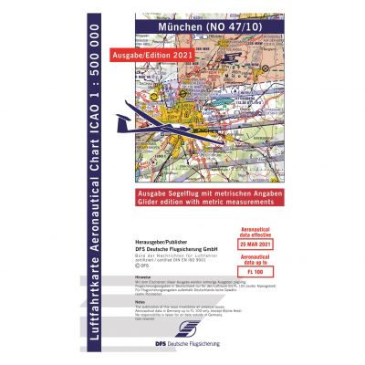 ICAO-Karte, Blatt München (Ausgabe 2024), Segelflug 1:500.000 (Papier)