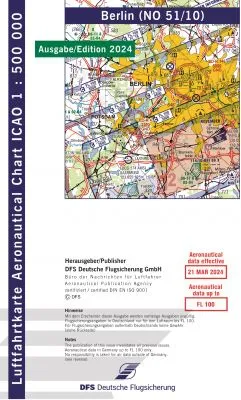 ICAO-Karte, Blatt Berlin (Ausgabe 2024), Motorflug 1:500.000 (Papier)