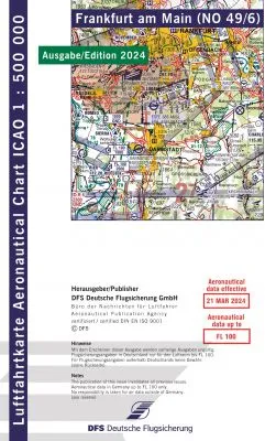 ICAO-Karte, Blatt Frankfurt (Ausgabe 2024), Motorflug 1:500.000 (Papier)