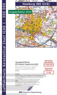 ICAO-Karte, Blatt Hamburg (Ausgabe 2024), Motorflug 1:500.000 (Papier)