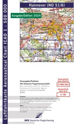 ICAO-Karte, Blatt Hannover (Ausgabe 2024), Motorflug 1:500.000 (Papier)