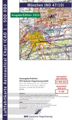 ICAO-Karte, Blatt München (Ausgabe 2024), Motorflug 1:500.000 (Papier)
