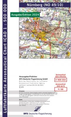 ICAO-Karte, Blatt Nürnberg (Ausgabe 2024), Motorflug 1:500.000 (Papier)