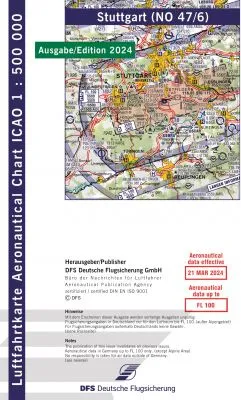 ICAO-Karte, Blatt Stuttgart (Ausgabe 2024), Motorflug 1:500.000 (Papier)